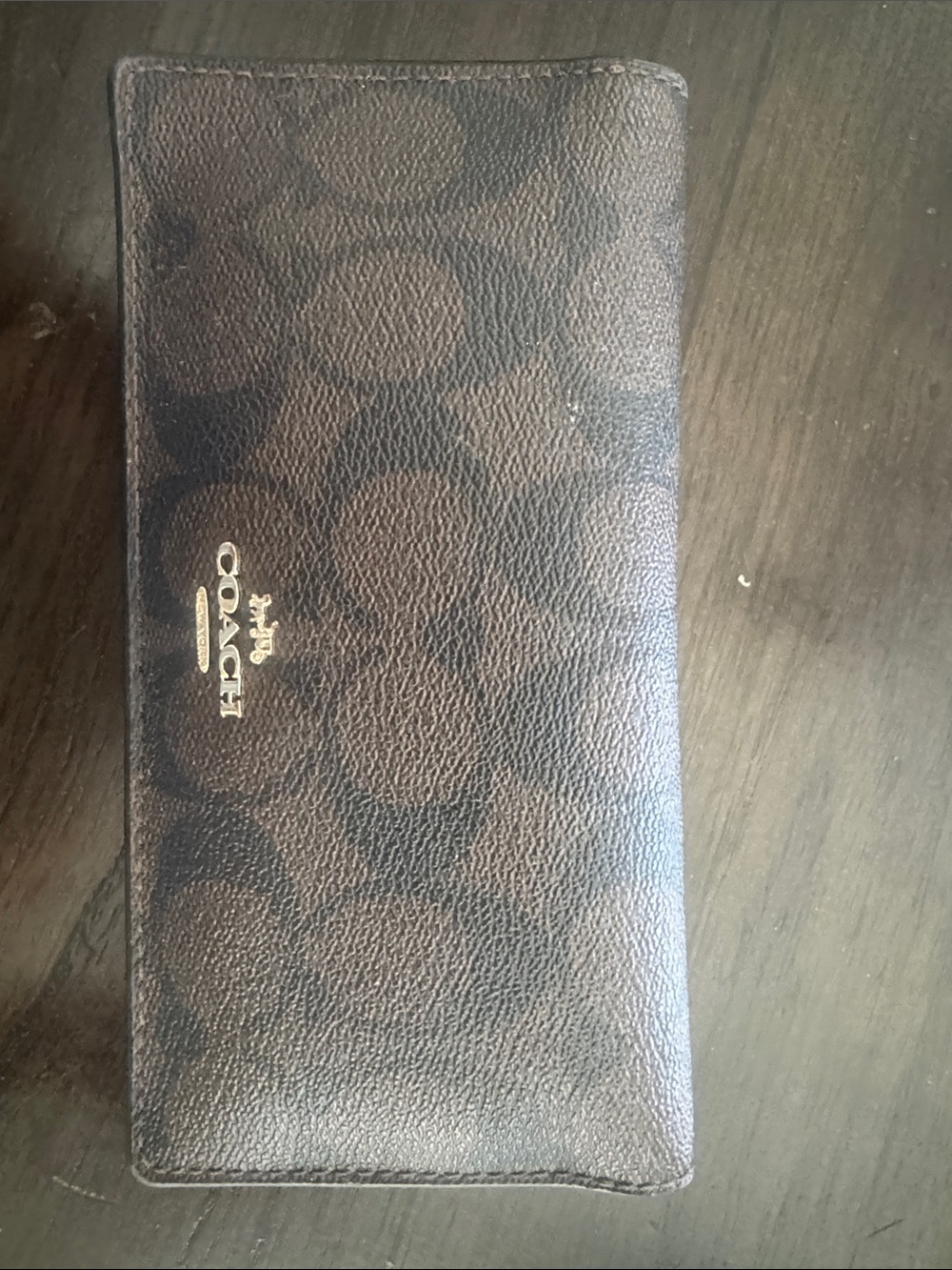 Coach Brown Signature Continental Wallet with Gold Logo